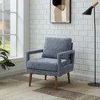 Polsterstuhl im Mid-Century-Stil mit Chenillebezug und weichem Kissen