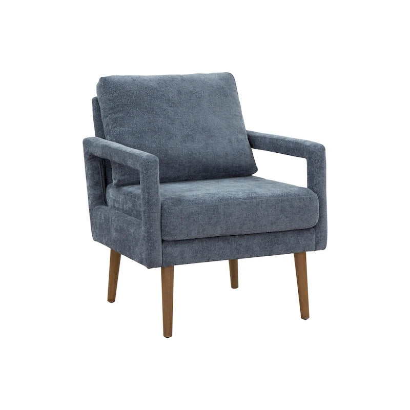 Mid-Century Chenille Upholstered Arm Chair with Soft Cushion