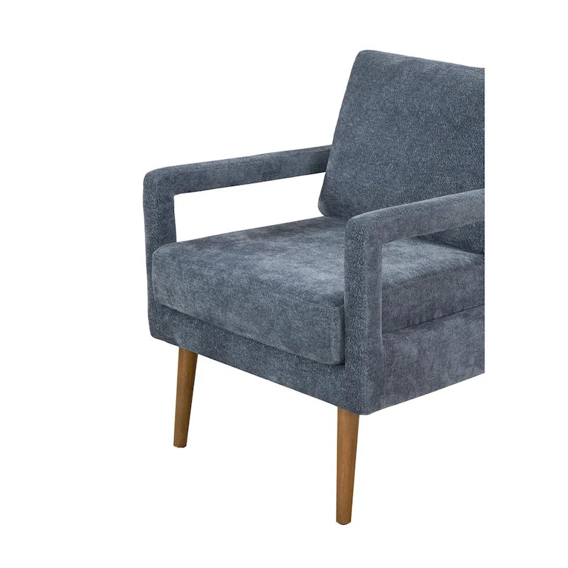 Polsterstuhl im Mid-Century-Stil mit Chenillebezug und weichem Kissen