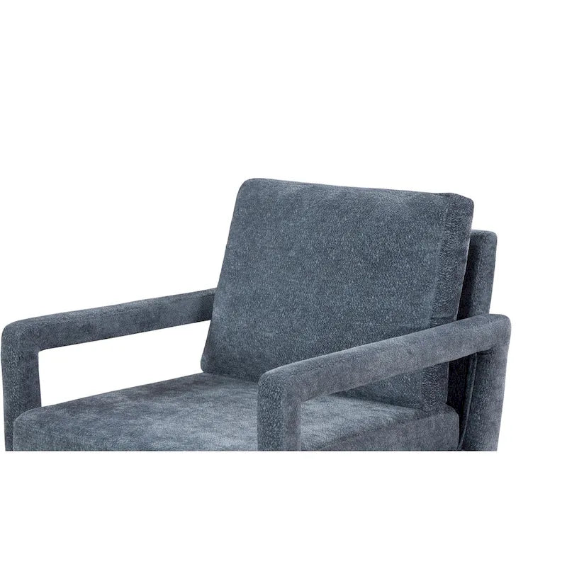 Polsterstuhl im Mid-Century-Stil mit Chenillebezug und weichem Kissen