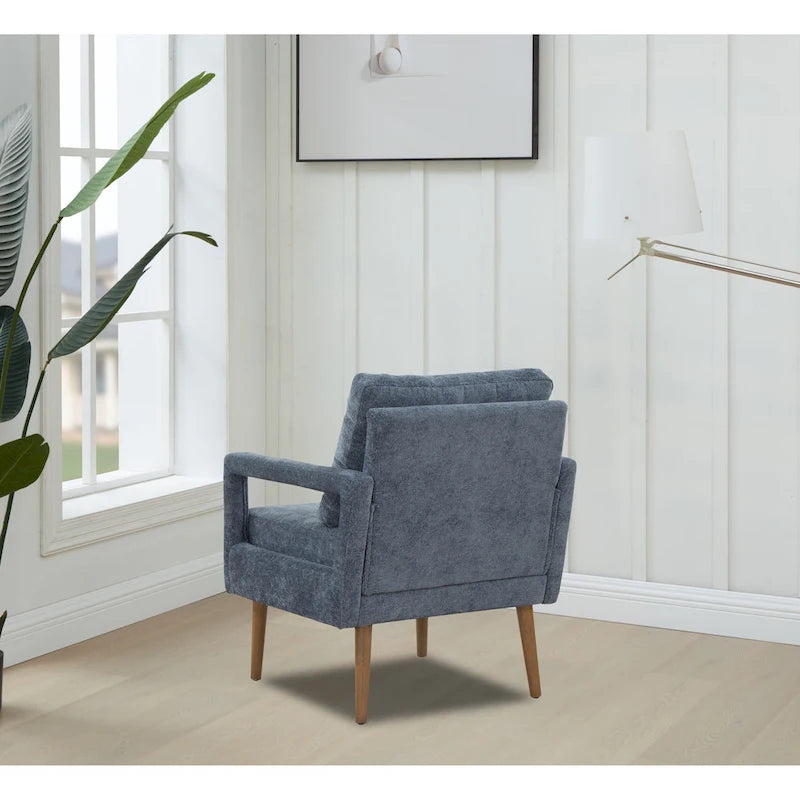 Polsterstuhl im Mid-Century-Stil mit Chenillebezug und weichem Kissen