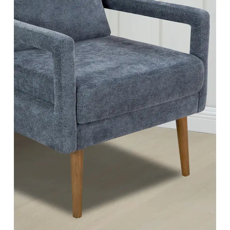 Polsterstuhl im Mid-Century-Stil mit Chenillebezug und weichem Kissen
