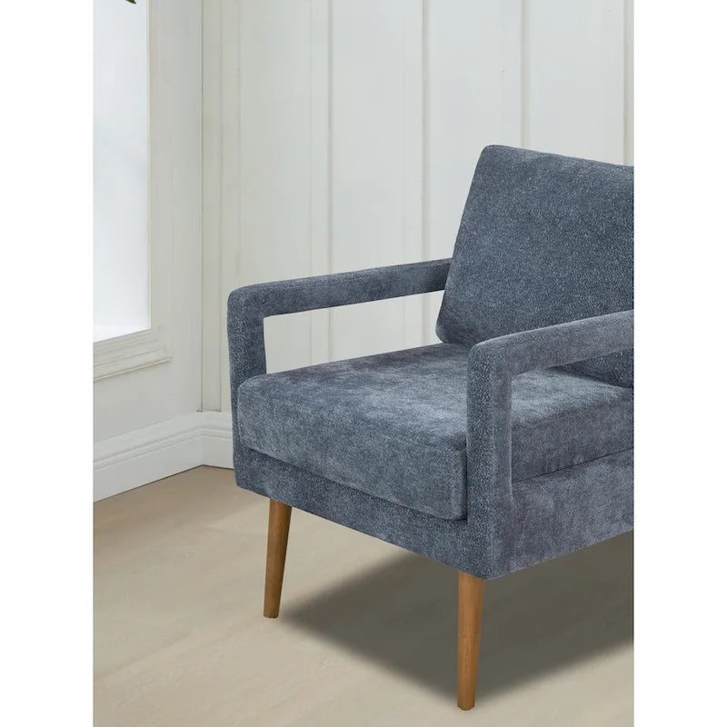 Polsterstuhl im Mid-Century-Stil mit Chenillebezug und weichem Kissen