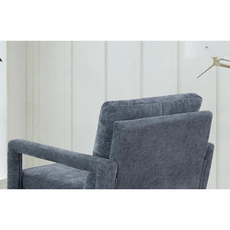 Polsterstuhl im Mid-Century-Stil mit Chenillebezug und weichem Kissen