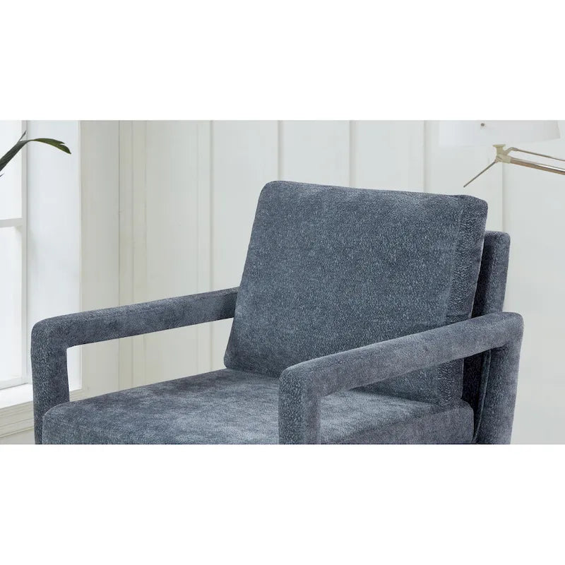 Polsterstuhl im Mid-Century-Stil mit Chenillebezug und weichem Kissen