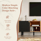 61" Mid-Century-TV-Schrank mit 3 Türen und offenen Fächern, Medienkonsole für Fernseher bis 70", Entertainment-Center im Mid-Century-Stil