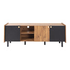 61" Mid-Century-TV-Schrank mit 3 Türen und offenen Fächern, Medienkonsole für Fernseher bis 70", Entertainment-Center im Mid-Century-Stil