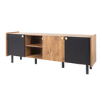 61" Mid-Century-TV-Schrank mit 3 Türen und offenen Fächern, Medienkonsole für Fernseher bis 70", Entertainment-Center im Mid-Century-Stil