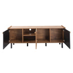 61" Mid-Century-TV-Schrank mit 3 Türen und offenen Fächern, Medienkonsole für Fernseher bis 70", Entertainment-Center im Mid-Century-Stil