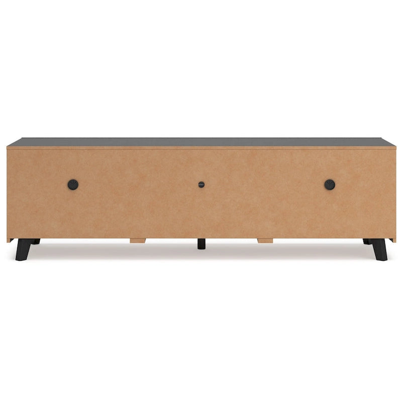 Large TV Media Console, 4 Shelves, Black Wood Finish, 72 Inch