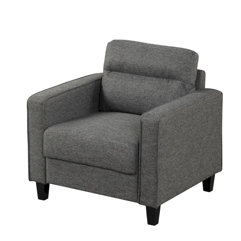 Contemporary Track Arms Chair with Solid Wood Tapered Legs, Upholstered Fabric