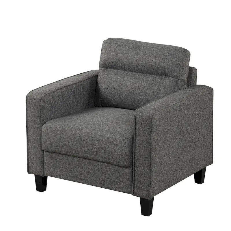 Contemporary Track Arms Chair with Solid Wood Tapered Legs, Upholstered Fabric