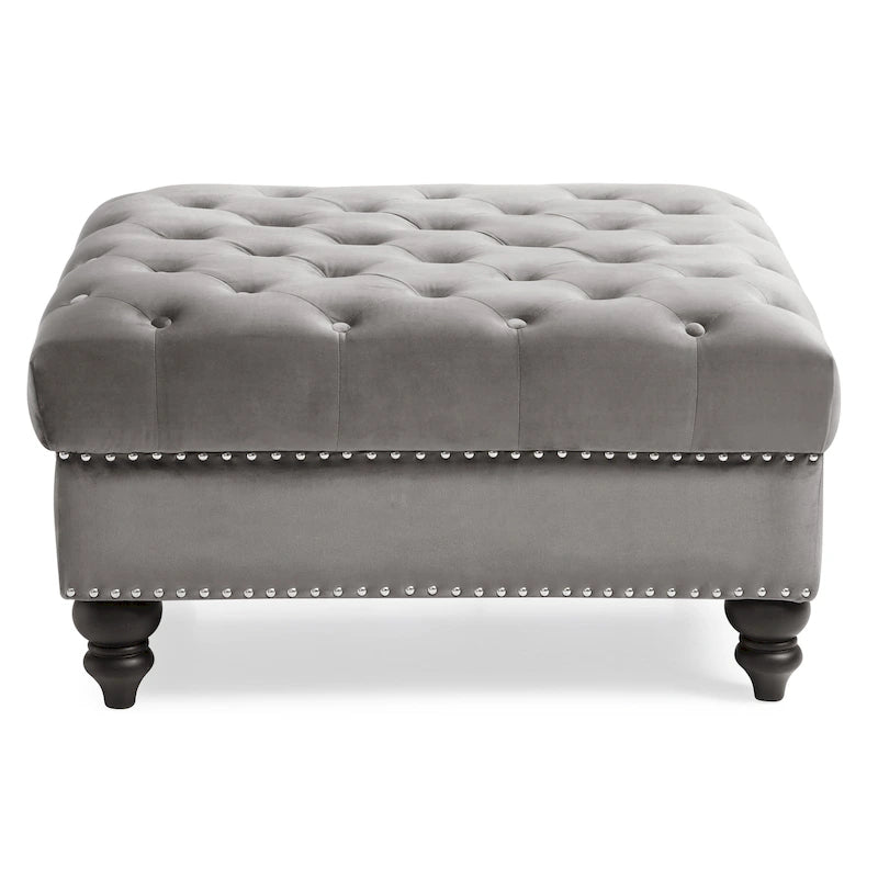 Velvet Tufted Oversized Ottoman