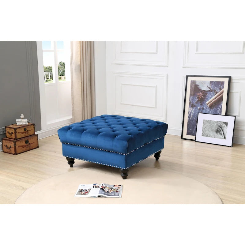 Velvet Tufted Oversized Ottoman