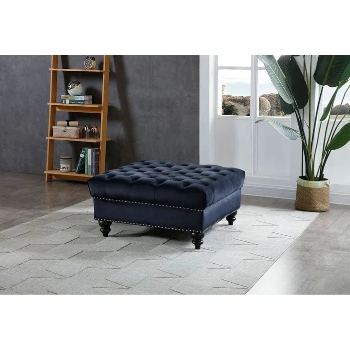 Velvet Tufted Oversized Ottoman
