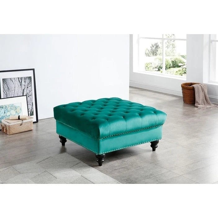 Velvet Tufted Oversized Ottoman