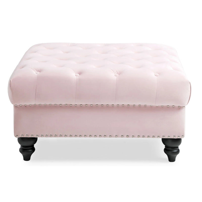 Velvet Tufted Oversized Ottoman