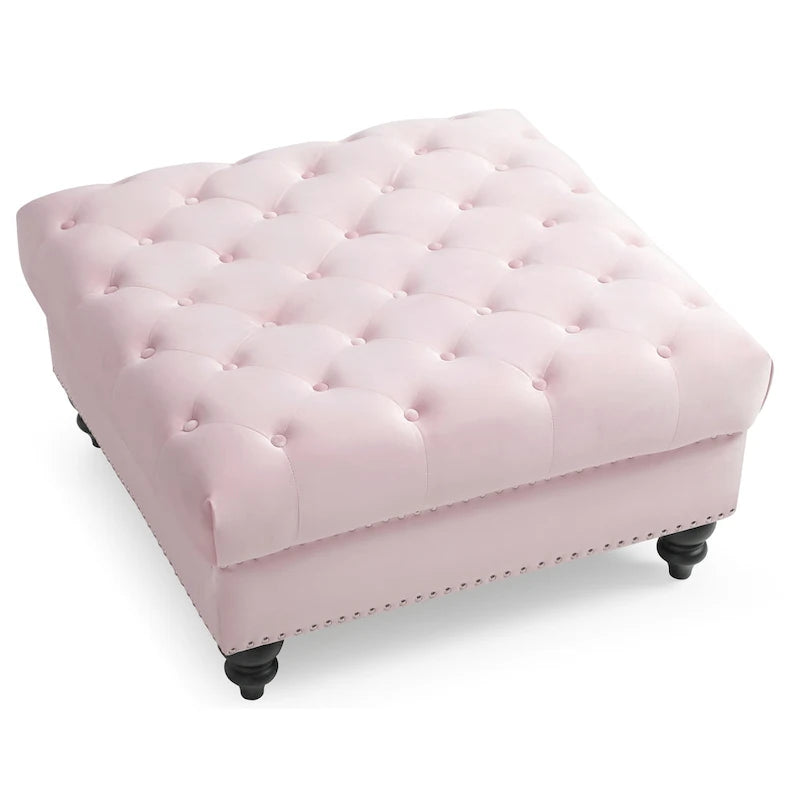Velvet Tufted Oversized Ottoman