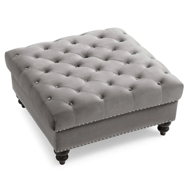 Pouf oversize in velluto trapuntato