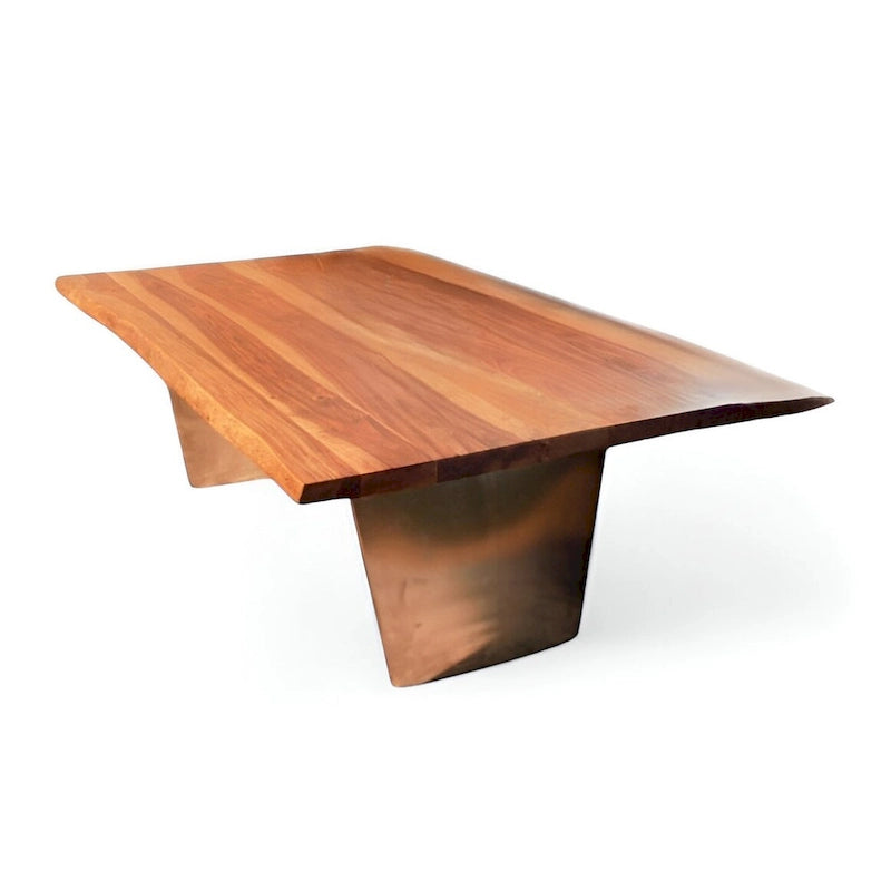 Table basse rustique en bois de manguier à bord naturel, marron