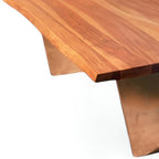 Table basse rustique en bois de manguier à bord naturel, marron