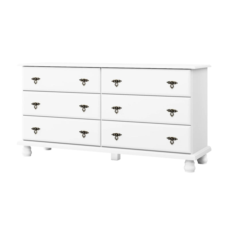 100% Solid Wood 6-Drawer Double Dresser with Optional Mirror