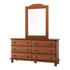 100% Solid Wood 6-Drawer Double Dresser with Optional Mirror