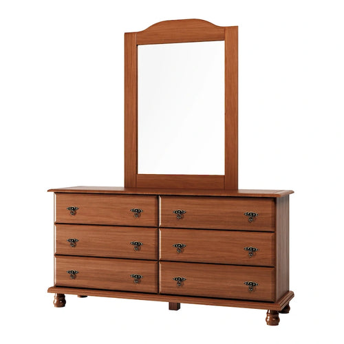 100% Solid Wood 6-Drawer Double Dresser with Optional Mirror