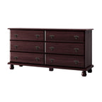 100% Solid Wood 6-Drawer Double Dresser with Optional Mirror