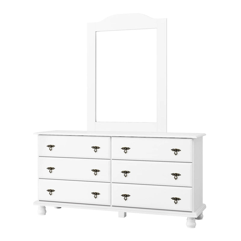 100% Solid Wood 6-Drawer Double Dresser with Optional Mirror