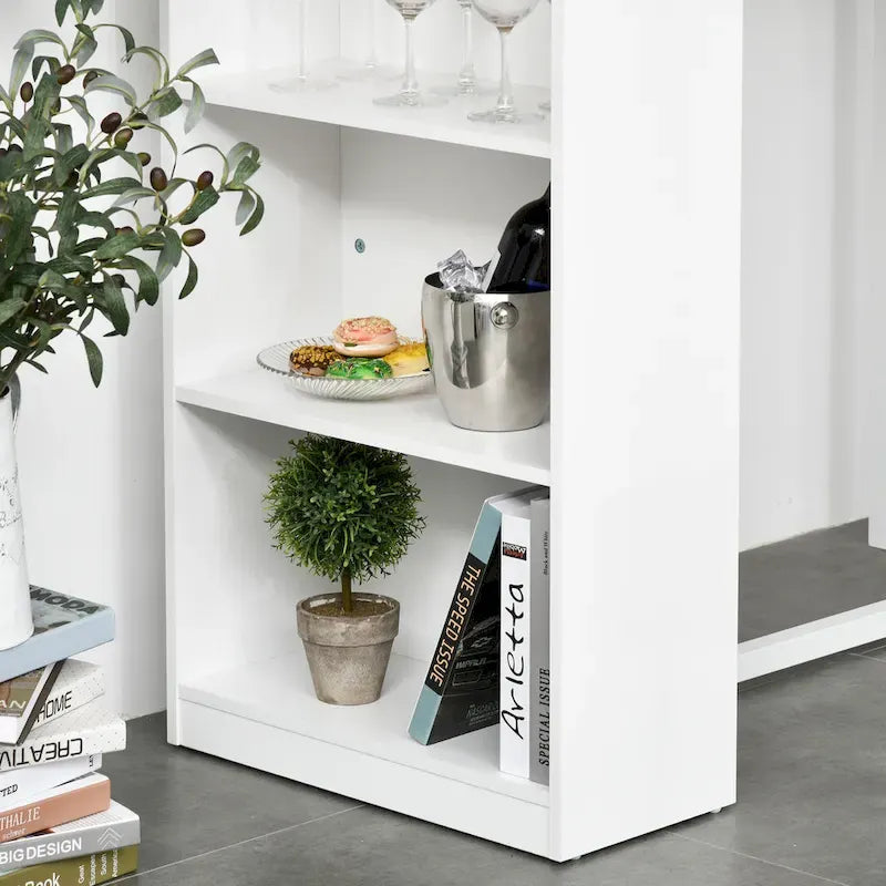 Bartisch mit 3-stufigem Ablagefach, Stehtisch, Metallgestell und dicker Tischplatte für die Küche, Weiß