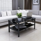 Lift Top Coffee Table with Glass Surface, Black