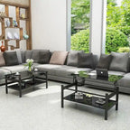 Lift Top Coffee Table with Glass Surface, Black