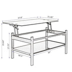 Lift Top Coffee Table with Glass Surface, Black