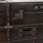 Table basse coffre en similicuir à 2 tiroirs avec plateau à charnières et boucles - bleu foncé ou marron