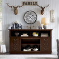 60W Retro TV Stand Entertainment Center, 2 Cabinets & Open Shelves
