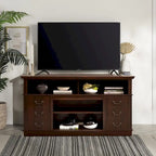 60W Retro TV Stand Entertainment Center, 2 Cabinets & Open Shelves