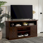 60W Retro TV Stand Entertainment Center, 2 Cabinets & Open Shelves