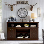 60W Retro TV Stand Entertainment Center, 2 Cabinets & Open Shelves