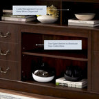 60W Retro TV Stand Entertainment Center, 2 Cabinets & Open Shelves