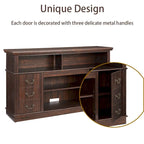 60W Retro TV Stand Entertainment Center, 2 Cabinets & Open Shelves