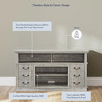 60W Retro TV Stand Entertainment Center, 2 Cabinets & Open Shelves