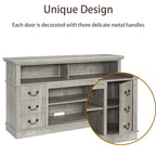 60W Retro TV Stand Entertainment Center, 2 Cabinets & Open Shelves