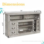 60W Retro TV Stand Entertainment Center, 2 Cabinets & Open Shelves