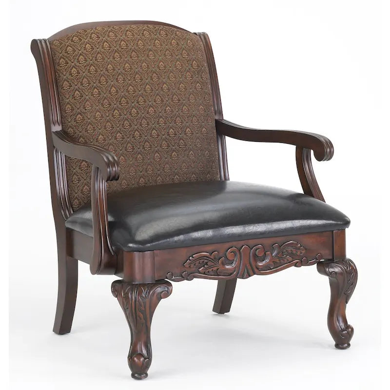 Carved Brown Accent Chair
