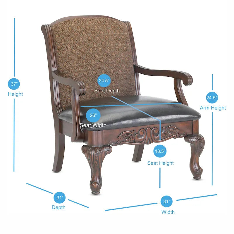 Carved Brown Accent Chair
