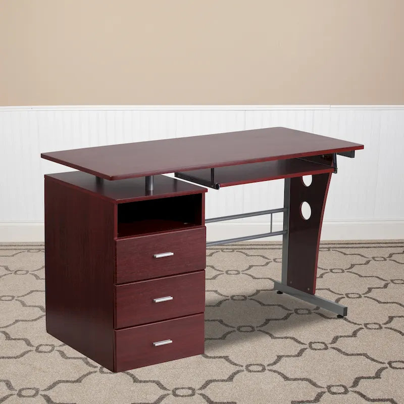 3-Drawer Computer Desk with Keyboard Tray