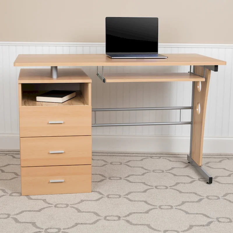 3-Drawer Computer Desk with Keyboard Tray