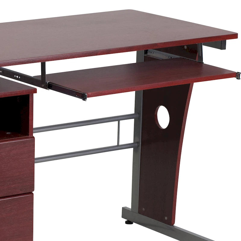 Computertisch mit 3 Schubladen und Tastaturablage