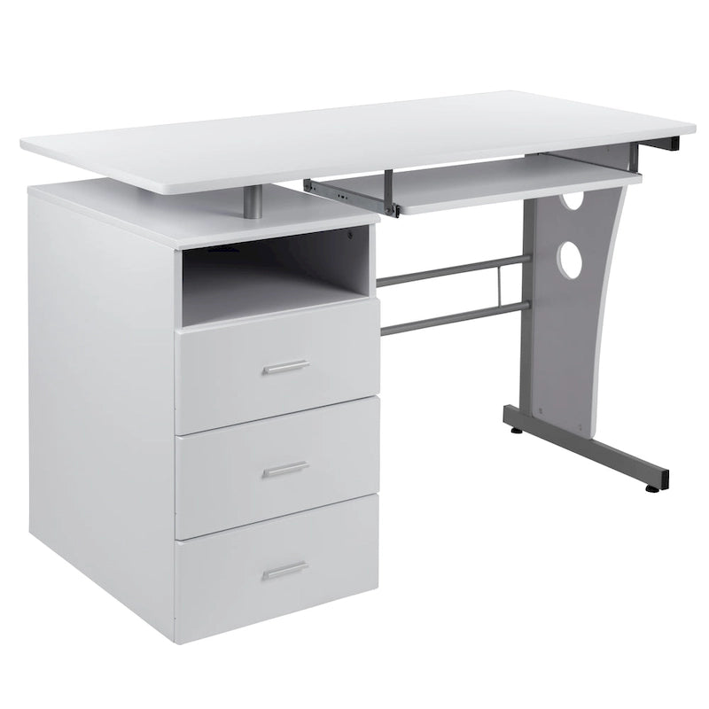Computertisch mit 3 Schubladen und Tastaturablage